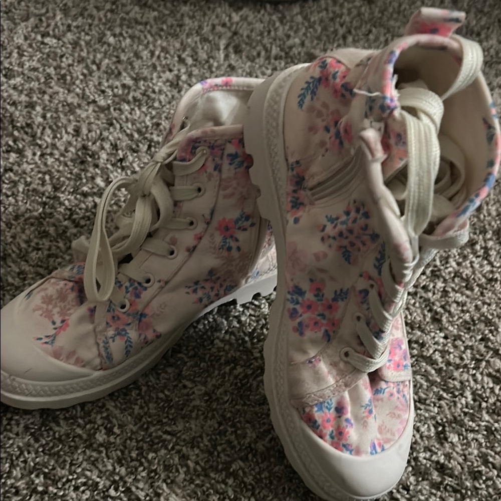 JustFab Pink and White Floral Boots